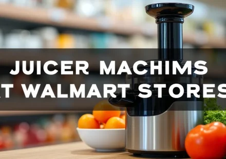 The image shows a variety of juicer machines available for purchase at Walmart stores.