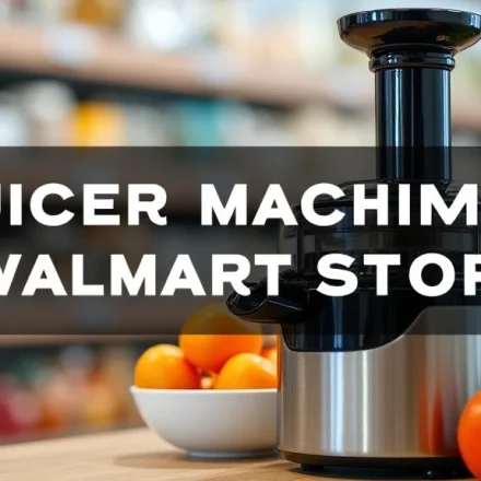 The image shows a variety of juicer machines available for purchase at Walmart stores.
